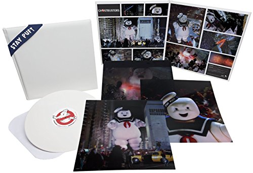 Ghostbusters vinyl record with album art featuring the Stay Puft Marshmallow Man.