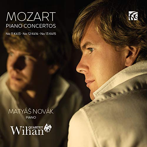 Mozart piano concertos CD cover featuring a man in a white shirt.