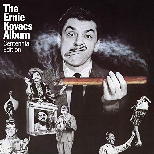 "Black and white CD cover featuring Ernie Kovacs in various comedic poses."