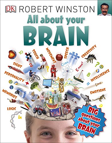 "Book cover with a man's head and brain filled with various objects and text."