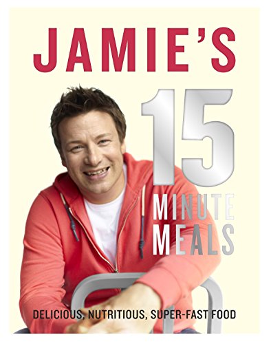 "Book cover featuring Jamie Oliver in a red hoodie, smiling, on a beige background."