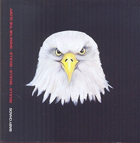 "Album cover featuring a white eagle head on a black background with text."