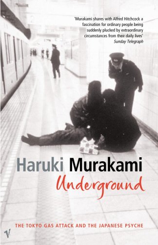 Book cover of "Underground" by Murakami, featuring a red tunnel with a figure.