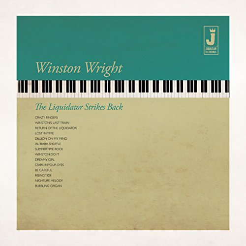 Album cover with green and beige sections, piano keys, and track list.