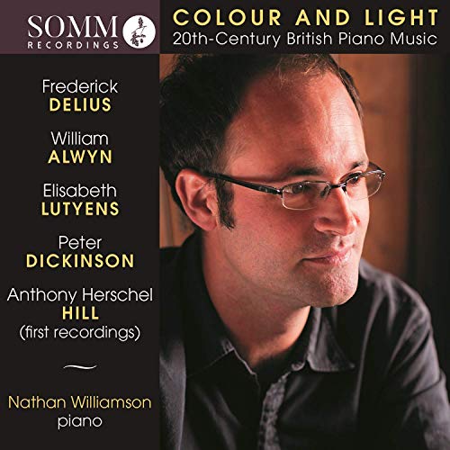 CD cover featuring a man with glasses and a list of composers' names.