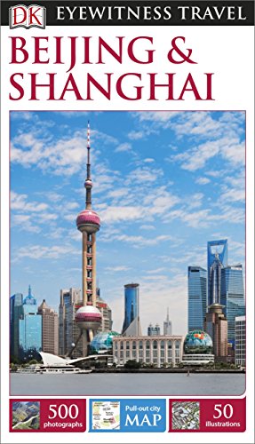 "Travel guide book cover with Shanghai skyline image and red title 'Beijing & Shanghai'."