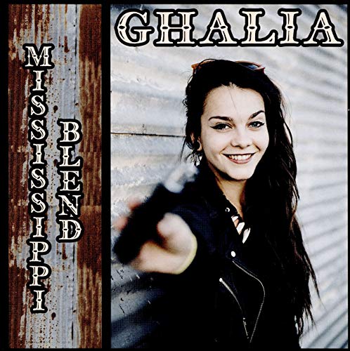 "Album cover featuring a smiling woman pointing, with 'Ghalia' and 'Mississippi Blend' text."