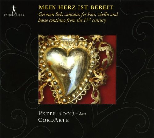 "CD cover with a golden heart on a red background, black outer frame."