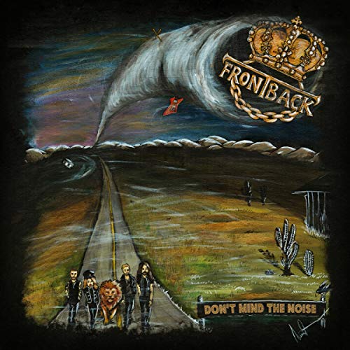 Vinyl album cover featuring a desert road scene with a tornado and band.