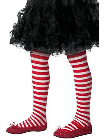 Smiffys 48331 Childs Striped Tights, Red/White, UK 8-12