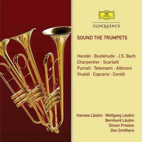 "CD cover featuring three shiny trumpets against a red background with yellow panel."