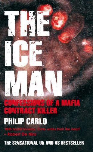 Book cover of "The Ice Man" with bloody handprint and bold title.