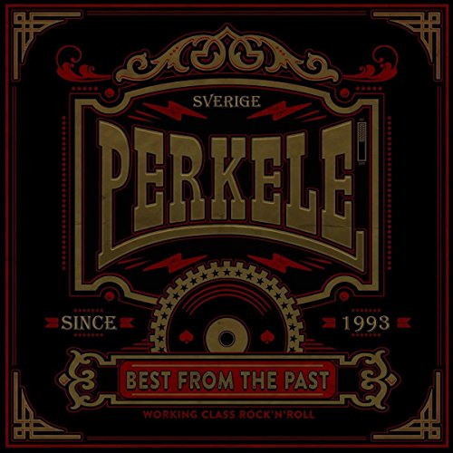 "Album cover with 'Perkele' in gold lettering on a black background with red accents."