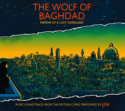 "Album cover with a cityscape at dusk and a figure in the foreground."