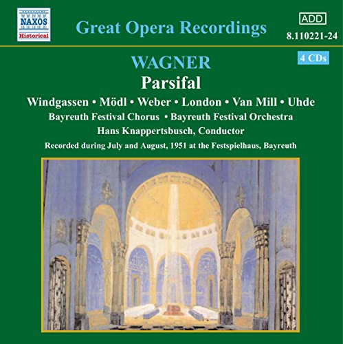 "Green CD cover with 'WAGNER Parsifal' text and an arched, domed interior illustration."