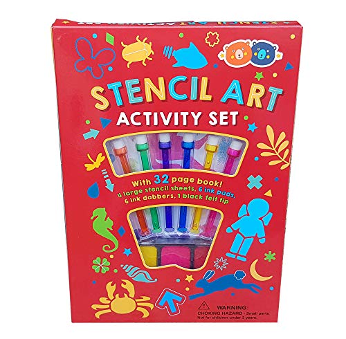 Buddy & Barney | Stencil Dabbers Activity Book Kit | with Ink Dabbers, 32pg Instruction Book, Ink Pads | Great Stencil Kit for Kids Children BB142