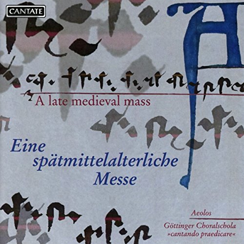 "CD cover with medieval manuscript-inspired design, text in German and English, and 'CANTATE' logo."