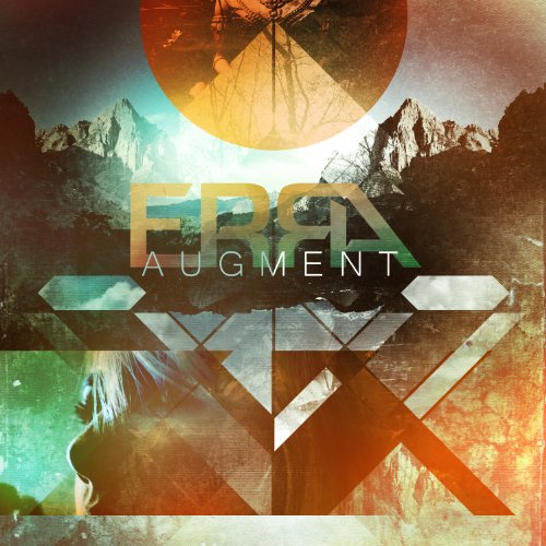 "Album cover with 'ERRA - AUGMENT' text, abstract geometric shapes, and a mountain landscape background."