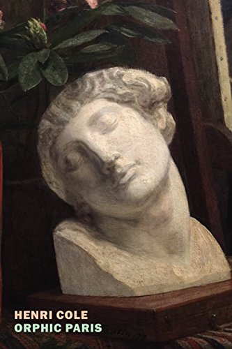 A white marble bust of a head tilted sideways against a dark background.