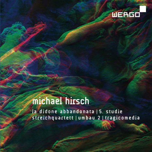 "CD cover with abstract, multicolored background and white text, featuring 'michael hirsch' and 'wergo'."