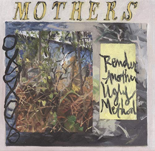 "Mothers" vinyl album cover with abstract, earthy artwork and handwritten title on a yellow note.
