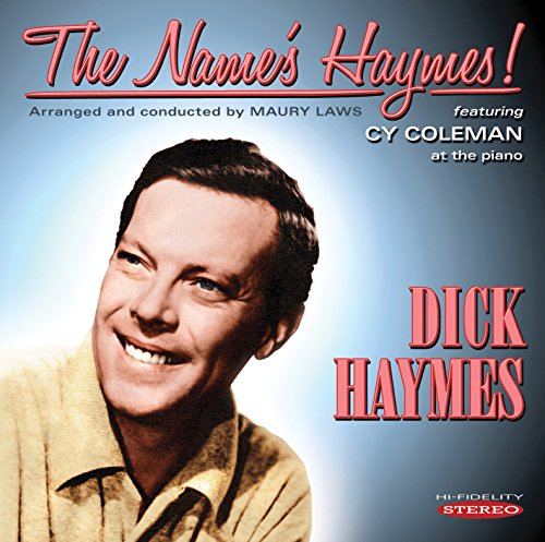 "Dick Haymes smiling on a blue album cover with red and white text."