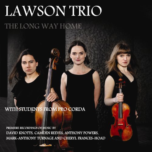 "CD cover featuring three women holding string instruments against a dark background."
