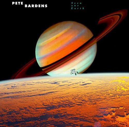"Album cover featuring a planet with rings and a spacecraft near Earth's surface."