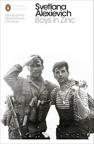 The image depicts a book cover featuring two soldiers. Alt text: "Book cover with black-and-white photo of two soldiers."