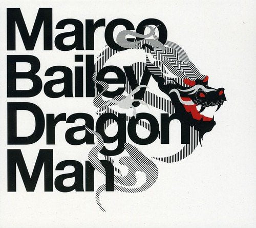 "Album cover with dragon graphic and 'Marco Bailey Dragon Man' text on white background."