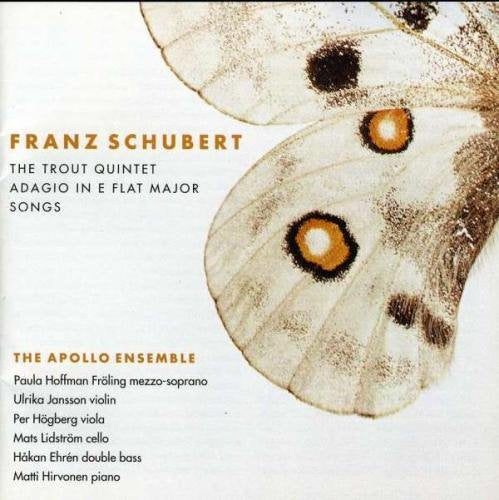 "CD cover featuring a white butterfly with orange and black spots on a white background."