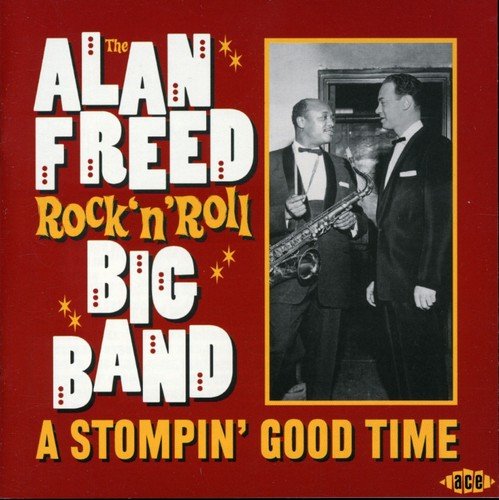 Red album cover with black and white photo of two men in suits.
