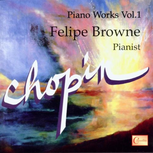 "CD cover with abstract watercolor background and 'Chopin' in large white stylized text."