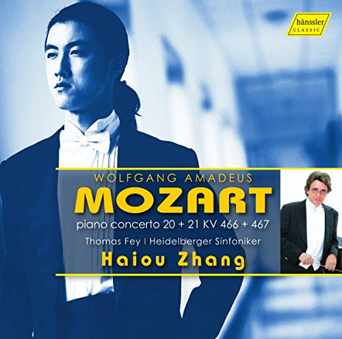 Blue-toned CD cover featuring a man in a tuxedo and Mozart's name prominently.