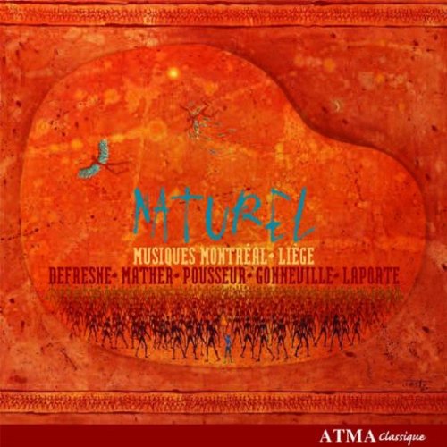 "Album cover with orange background, blue title 'Naturel', and silhouettes of marching people."