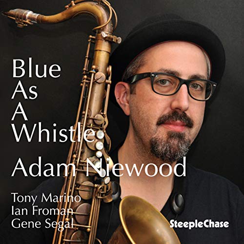 "CD cover featuring a man with glasses holding a saxophone against a black background."