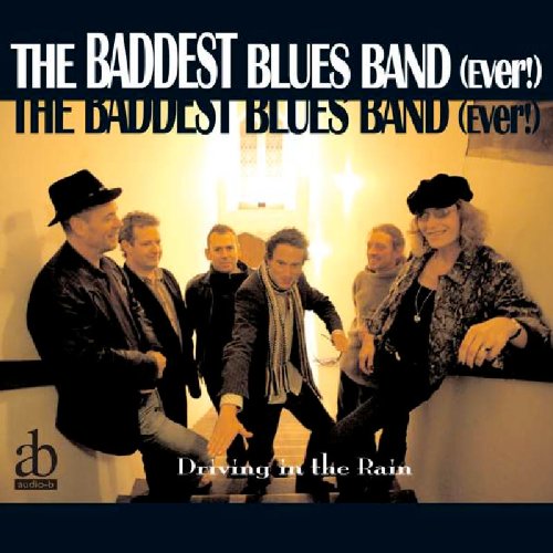 "CD cover featuring a band of six musicians standing on a staircase."