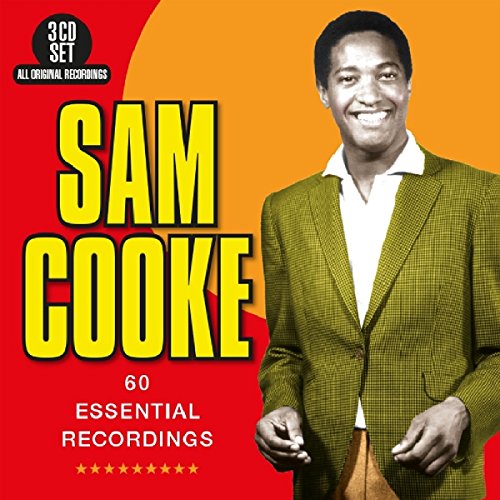 "CD cover featuring Sam Cooke in a green suit against a red and orange background."