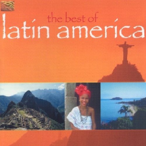 "Album cover with orange background, title 'The Best of Latin America', and three landscape photos."