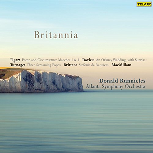 "CD cover with cliffside landscape and 'Britannia' title, listing musical compositions and artists."