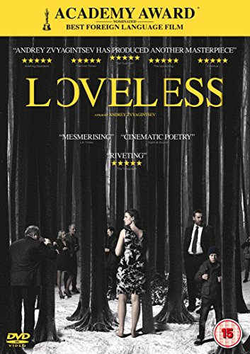 DVD cover for "Loveless" with a black-and-white forest scene and yellow title text.