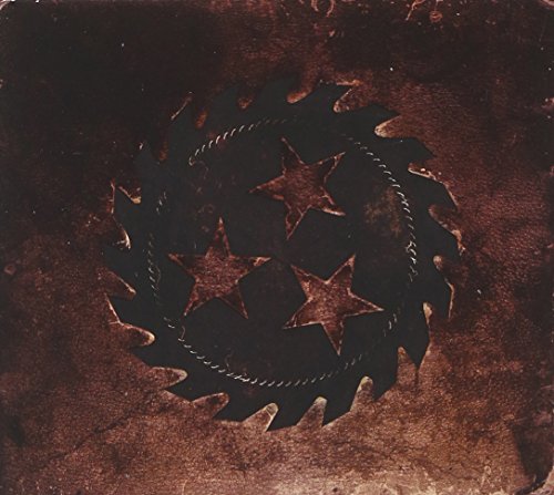 The image is a brown album cover with a saw blade and three stars.