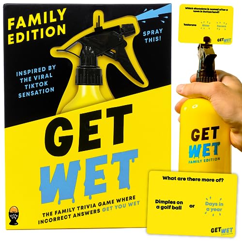 Get Wet Family: The Party Game Where Incorrect Answers Get You Wet | Ages 8+ | 2-8 Players | Guessing Card Game For Families Kids, Teens, Adults | Trivia Game Night Outdoor & Indoor, Travel, Gift