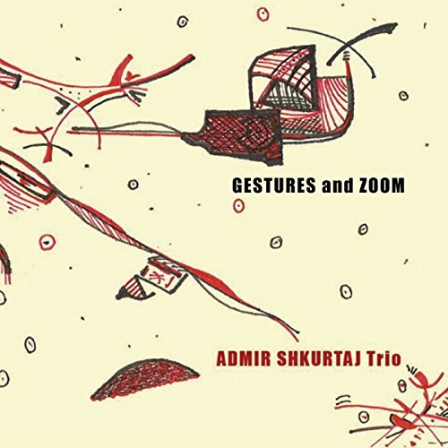 "Album cover with abstract red and black illustrations on a pale yellow background."