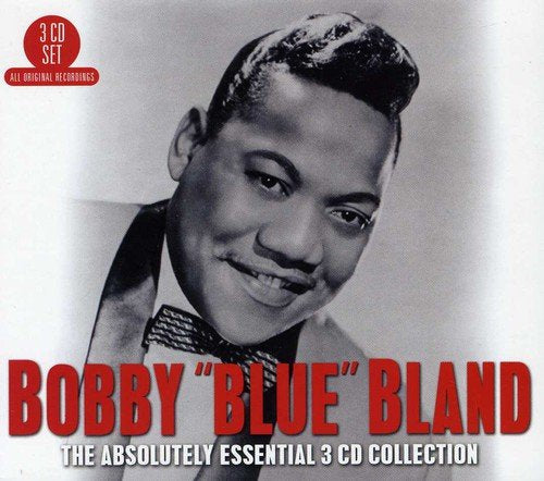 Black and white photo of Bobby "Blue" Bland on a CD cover with red text.