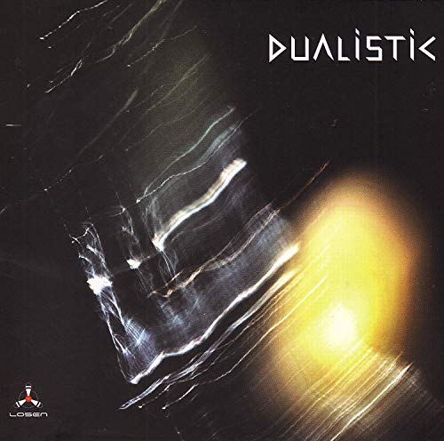 Album cover with "Dualistic" in white text, featuring a dark, abstract design with a bright light.