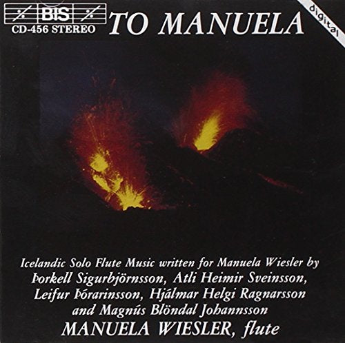 CD cover with dark background, fiery image, and white text "To Manuela" and artist information.