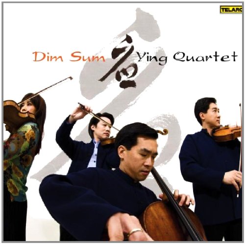 "CD cover featuring the Ying Quartet musicians playing violins and a cello."