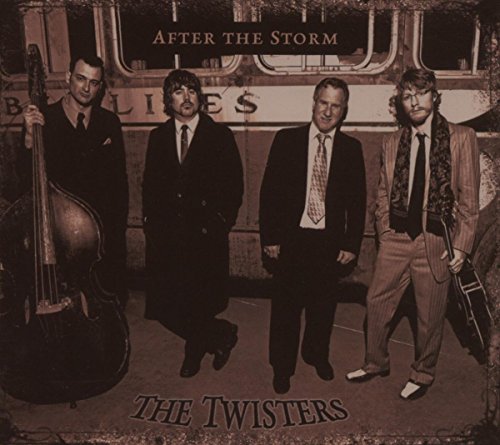 "CD cover featuring The Twisters, four men in suits standing by a train."