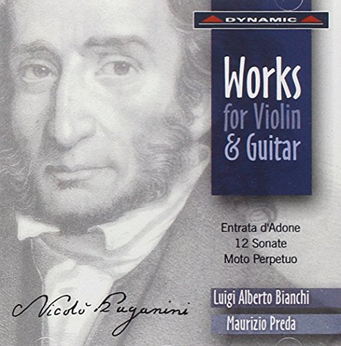 CD cover featuring a sketch of Niccolò Paganini with text describing the music contents.